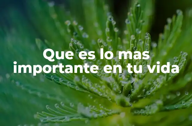 Que es Lo mas Importante en Tu Vida