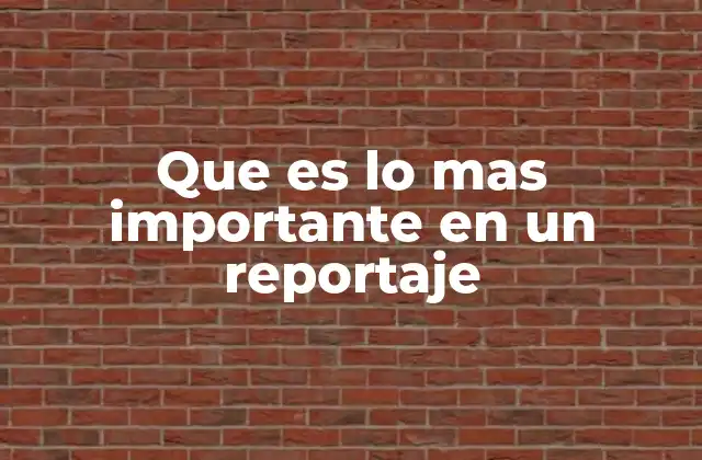 Que es Lo mas Importante en un Reportaje