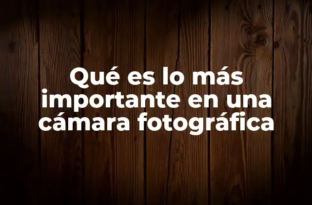 Qué es Lo Más Importante en una Cámara Fotográfica