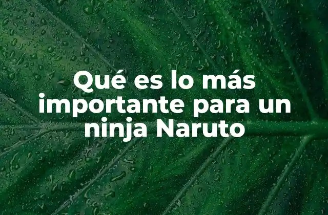 Qué es Lo Más Importante para un Ninja Naruto