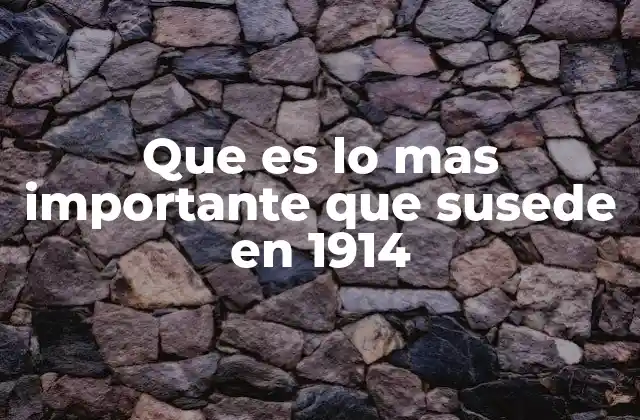 Que es Lo mas Importante que Susede en 1914