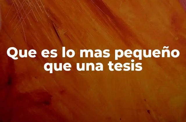 Que es Lo mas Pequeño que una Tesis