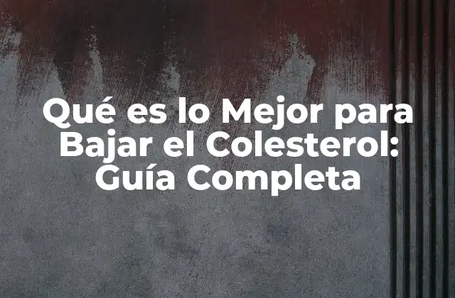 Qué es Lo Mejor para Bajar el Colesterol: Guía Completa