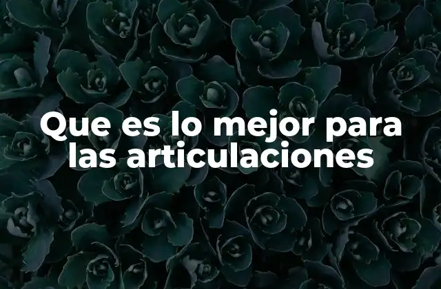 Que es Lo Mejor para las Articulaciones