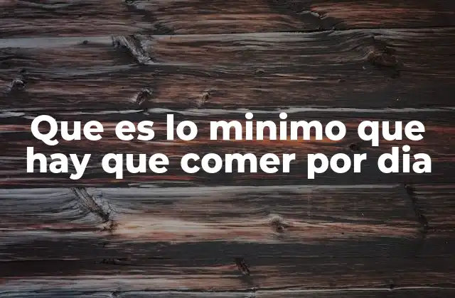Que es Lo Minimo que Hay que Comer por Dia