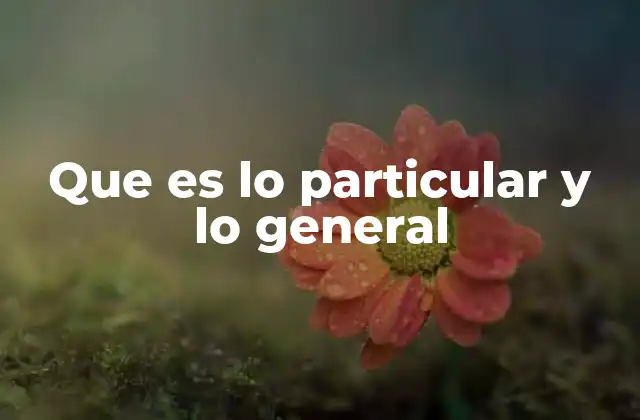 Que es Lo Particular y Lo General