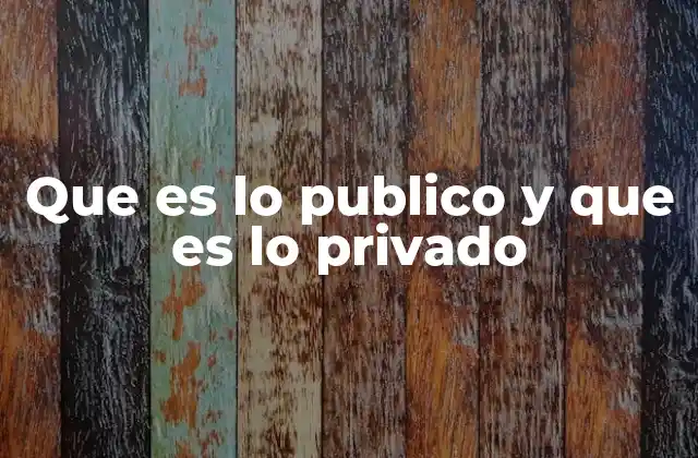 Que es Lo Publico y que es Lo Privado