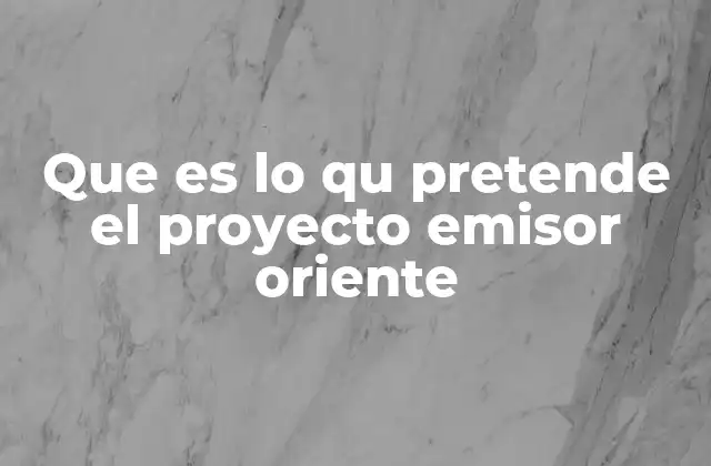 Que es Lo Qu Pretende el Proyecto Emisor Oriente