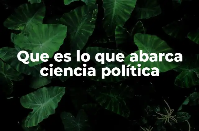 Que es Lo que Abarca Ciencia Política