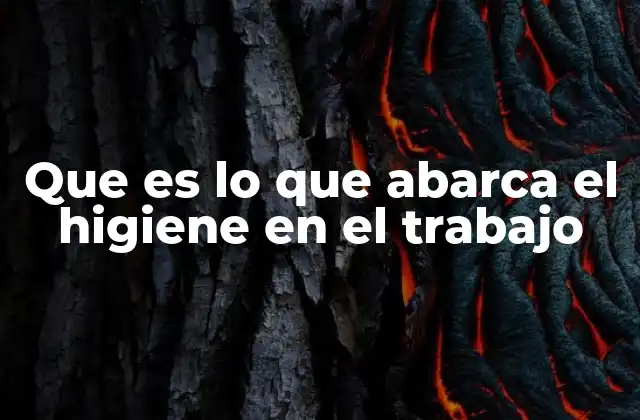 Que es Lo que Abarca el Higiene en el Trabajo