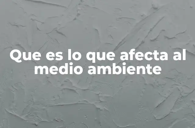 Que es Lo que Afecta Al Medio Ambiente