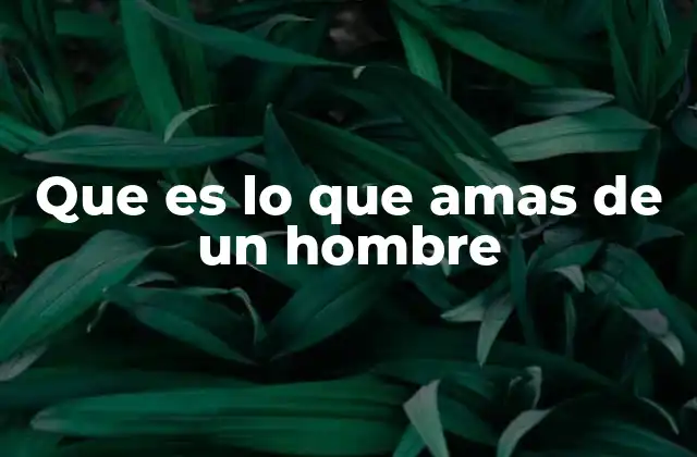 Que es Lo que Amas de un Hombre