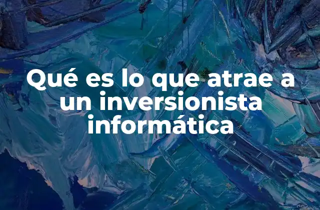 Qué es Lo que Atrae a un Inversionista Informática