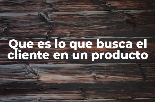 Que es Lo que Busca el Cliente en un Producto