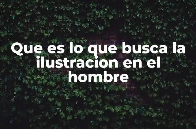 Que es Lo que Busca la Ilustracion en el Hombre