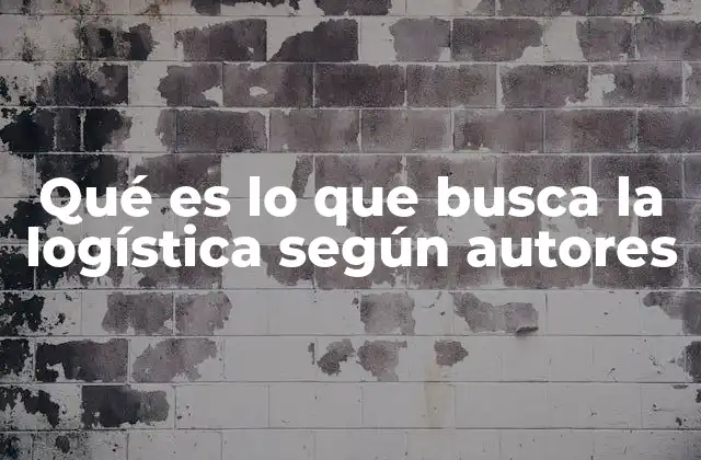 Qué es Lo que Busca la Logística según Autores