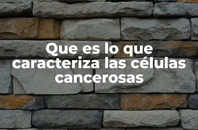 Que es Lo que Caracteriza las Células Cancerosas
