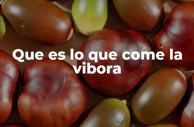 Que es Lo que Come la Vibora