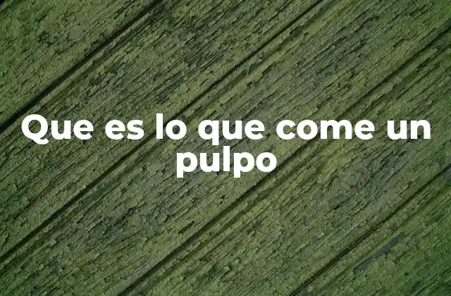 Que es Lo que Come un Pulpo