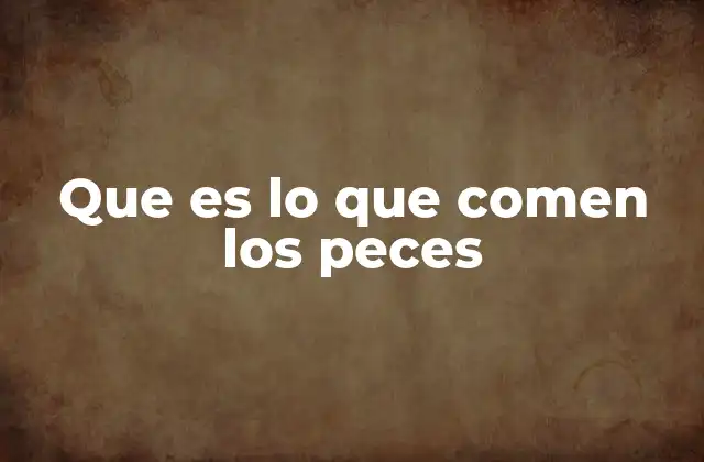 Que es Lo que Comen los Peces