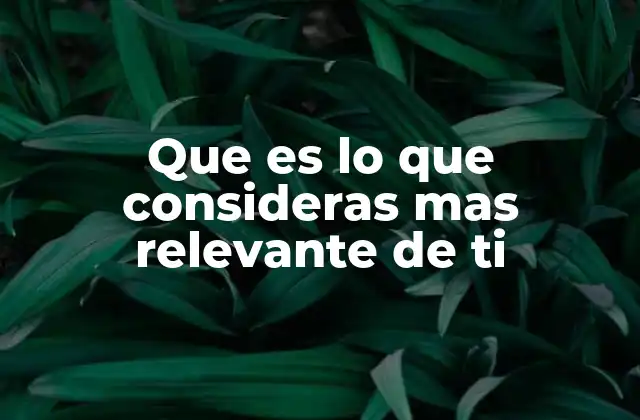 Que es Lo que Consideras mas Relevante de Ti