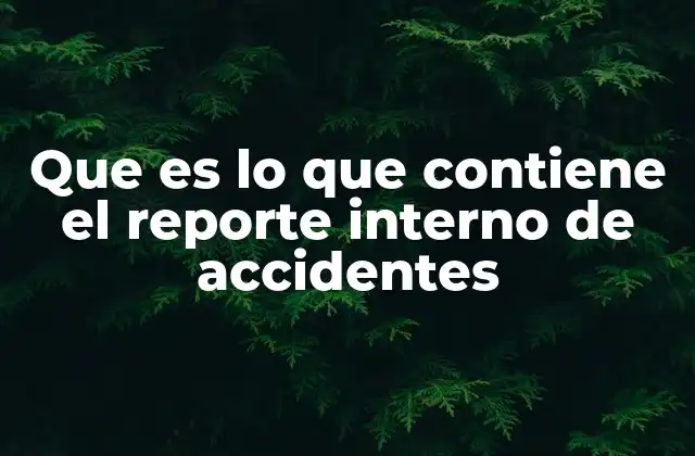 Que es Lo que Contiene el Reporte Interno de Accidentes