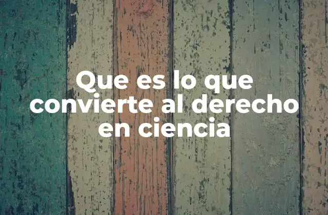 Que es Lo que Convierte Al Derecho en Ciencia