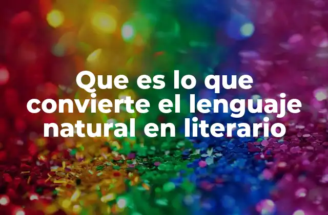 Que es Lo que Convierte el Lenguaje Natural en Literario