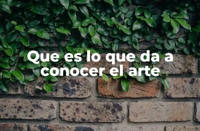 Que es Lo que Da a Conocer el Arte
