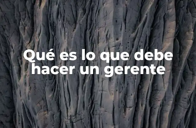 Qué es Lo que Debe Hacer un Gerente