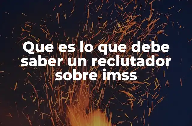 Que es Lo que Debe Saber un Reclutador sobre Imss