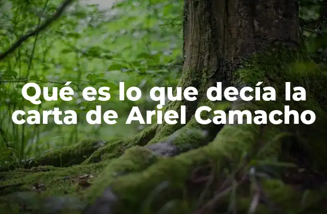 Qué es Lo que Decía la Carta de Ariel Camacho