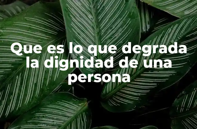 Que es Lo que Degrada la Dignidad de una Persona