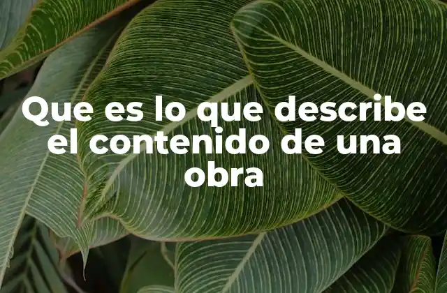 Que es Lo que Describe el Contenido de una Obra