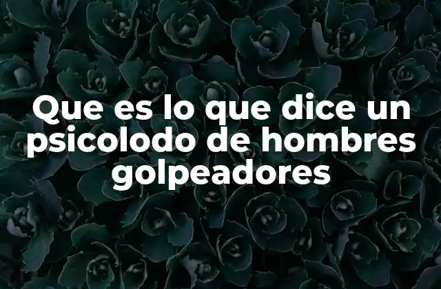 Que es Lo que Dice un Psicolodo de Hombres Golpeadores