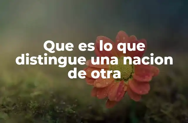 Que es Lo que Distingue una Nacion de Otra