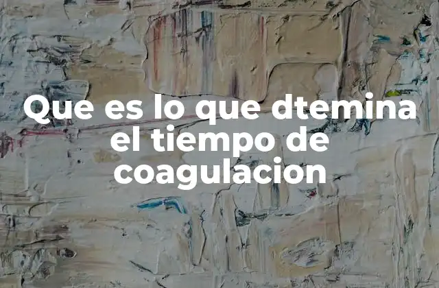 Que es Lo que Dtemina el Tiempo de Coagulacion