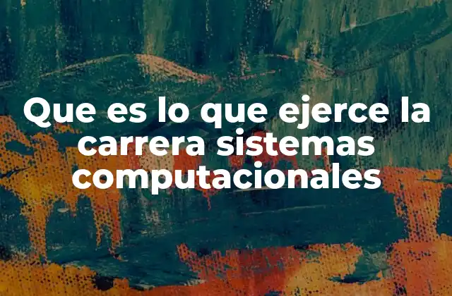 Que es Lo que Ejerce la Carrera Sistemas Computacionales