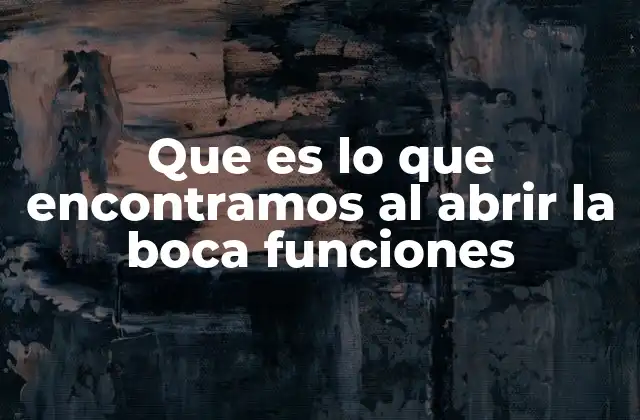 Que es Lo que Encontramos Al Abrir la Boca Funciones