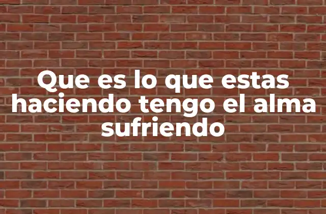 Que es Lo que Estas Haciendo Tengo el Alma Sufriendo