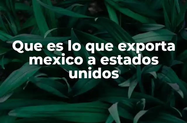Que es Lo que Exporta Mexico a Estados Unidos
