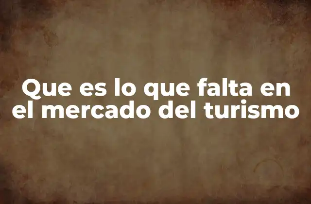 Que es Lo que Falta en el Mercado Del Turismo
