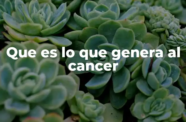 Que es Lo que Genera Al Cancer