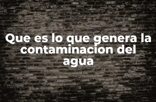 Que es Lo que Genera la Contaminacion Del Agua