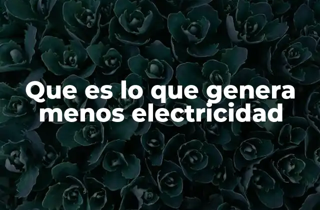 Que es Lo que Genera Menos Electricidad
