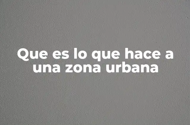 Que es Lo que Hace a una Zona Urbana