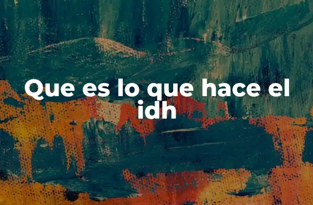 Que es Lo que Hace el Idh
