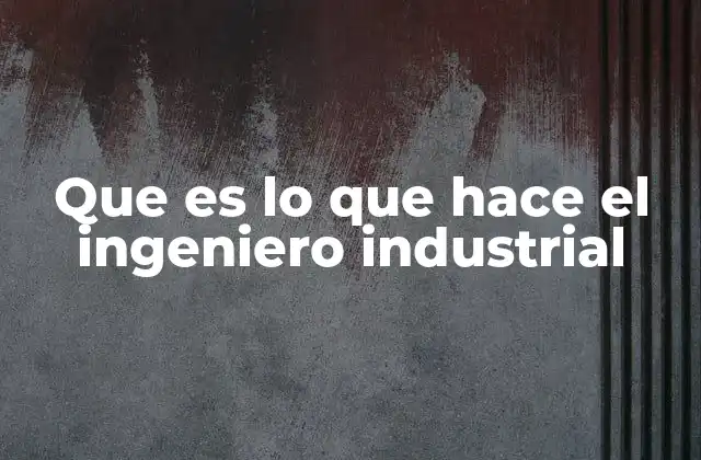 Que es Lo que Hace el Ingeniero Industrial