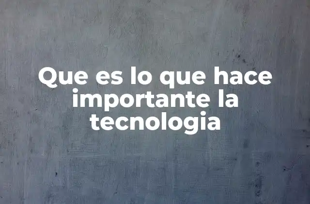 Que es Lo que Hace Importante la Tecnologia