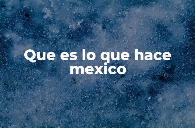 Que es Lo que Hace Mexico
